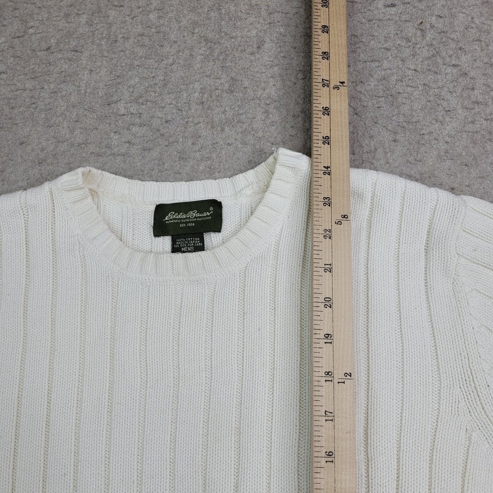 Vintage Eddie Bauer Heritage Men's Small Cream Cable Knit Fisherman Sweater - Picture 7 of 8